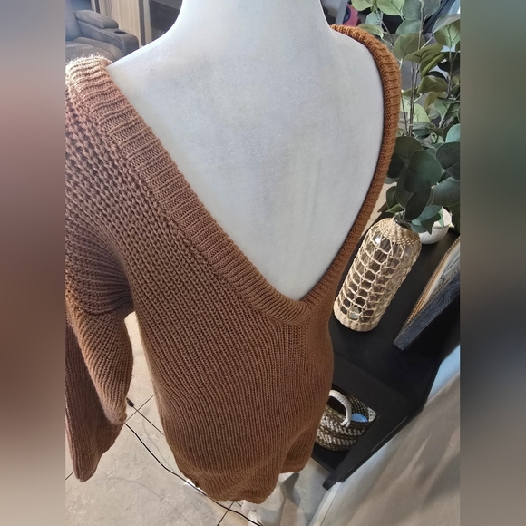 Lulus Women's Bringing Sexy Back Camel Backless Sweater Dress S - Picture 6 of 8